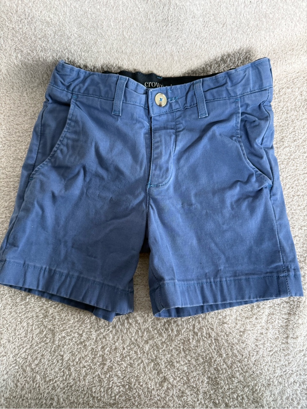 Crown & Ivy Boys Motion Flex Chino Shorts Size 8R Blue Adjustable Waist